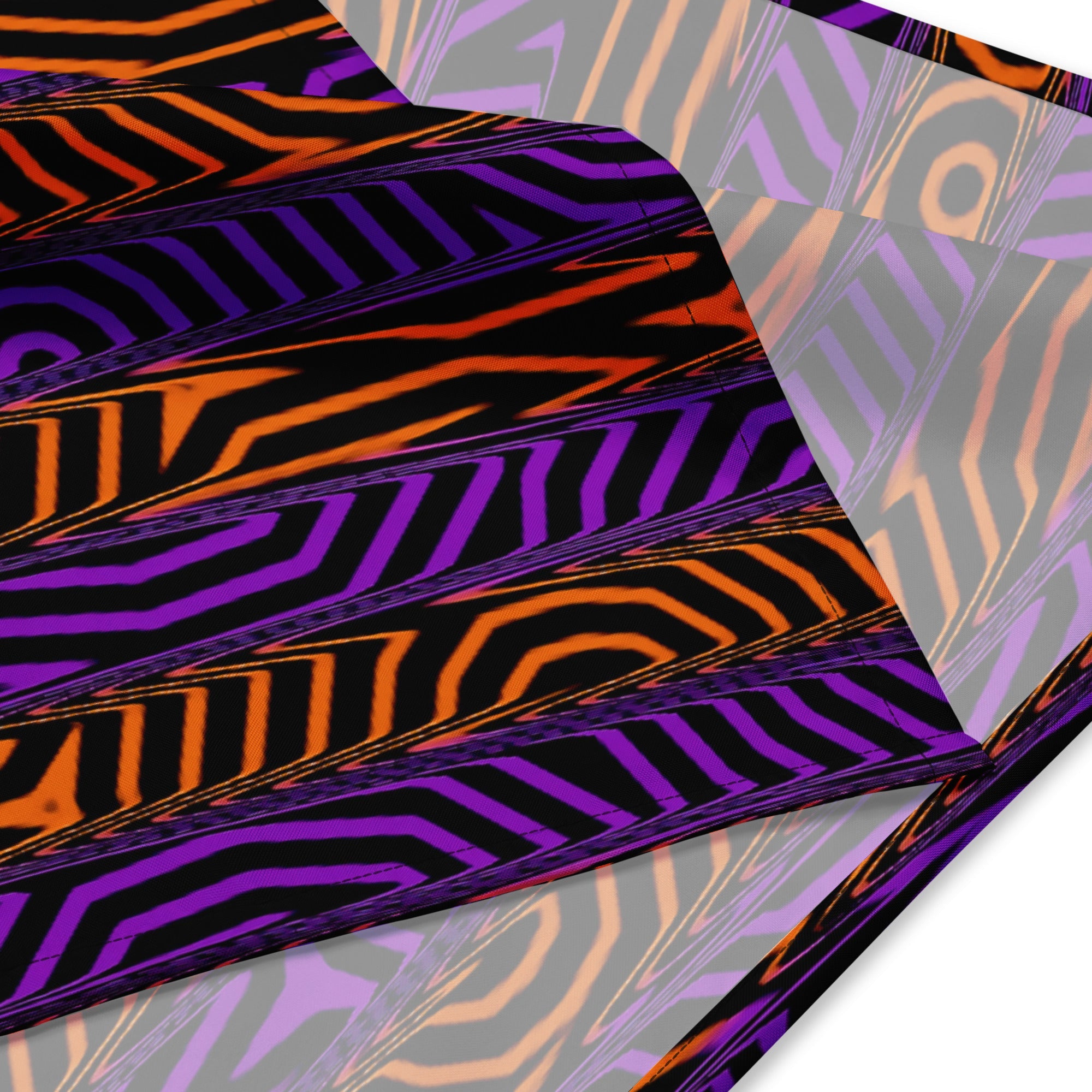 Orange and Purple Spooky Stripes Rave Bandana