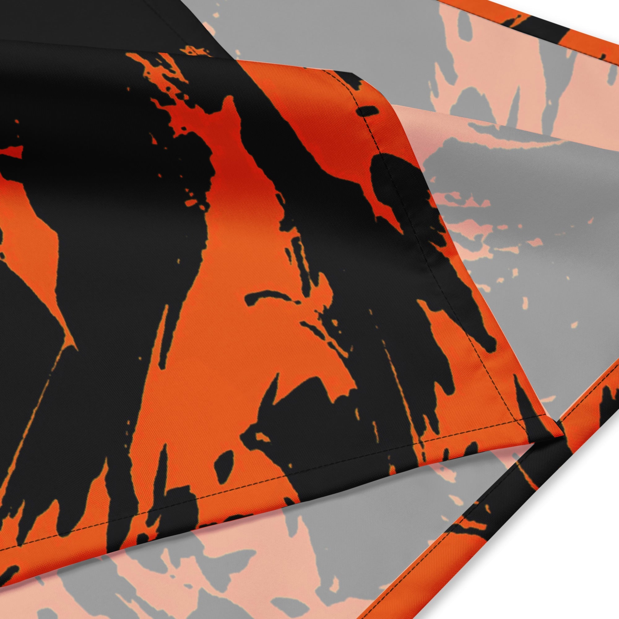Black and Orange Spooky Paint Splatter Graffiti Rave Bandana