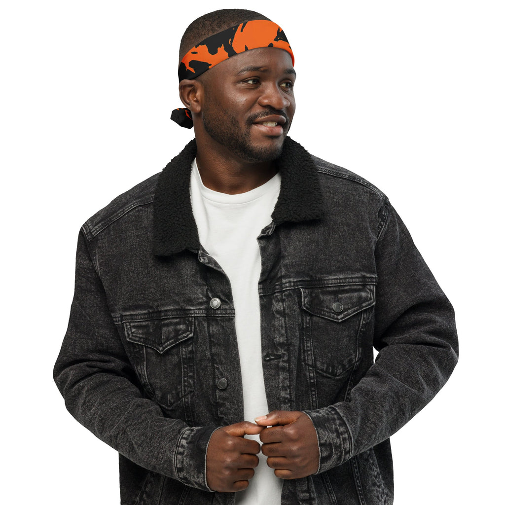 Black and Orange Spooky Paint Splatter Graffiti Rave Bandana