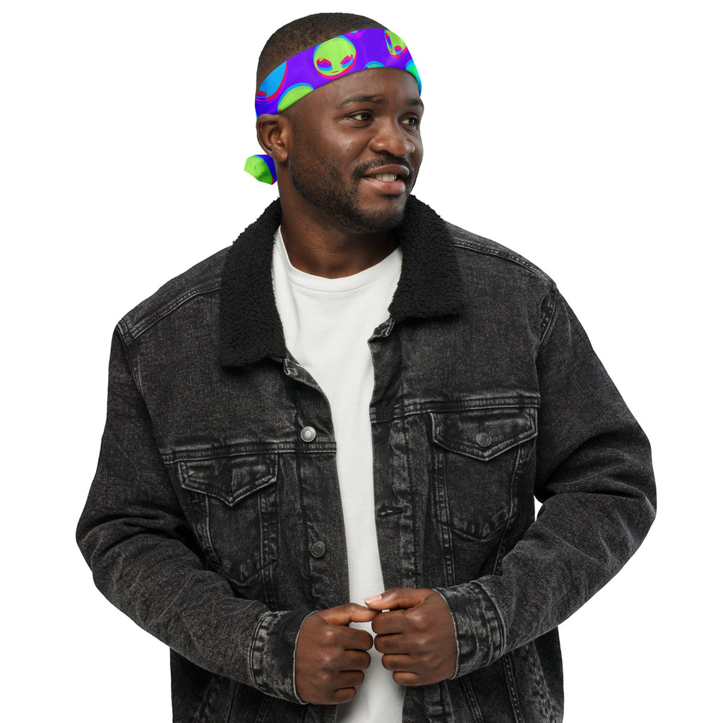 Purple Alien Vapor Glitch Rave Bandana