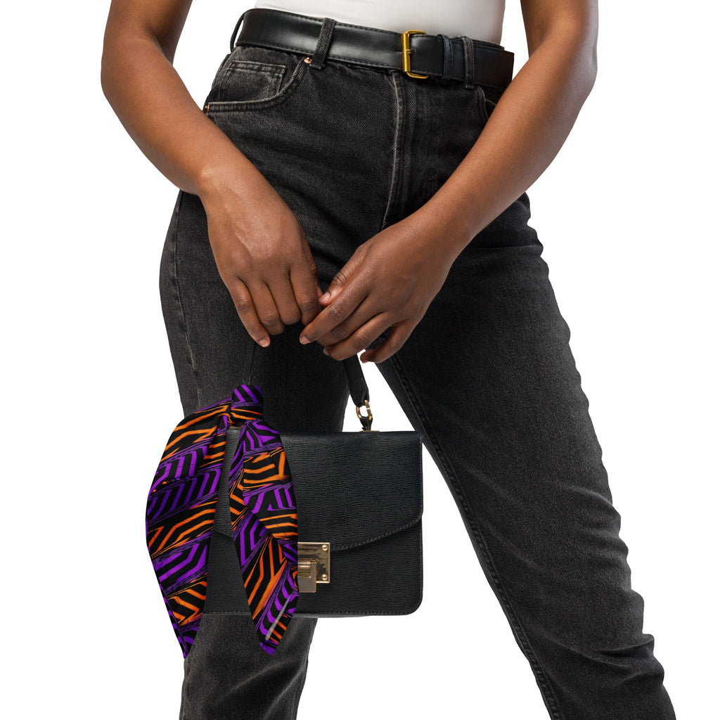 Orange and Purple Spooky Stripes Rave Bandana