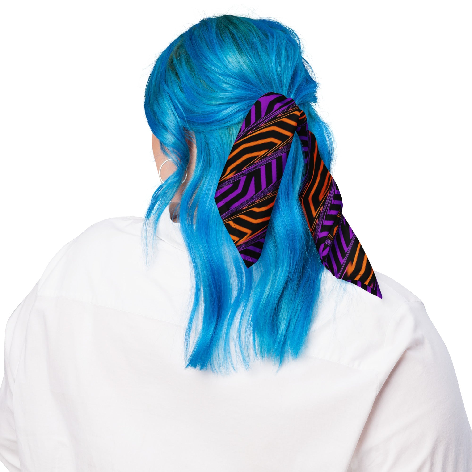 Orange and Purple Spooky Stripes Rave Bandana
