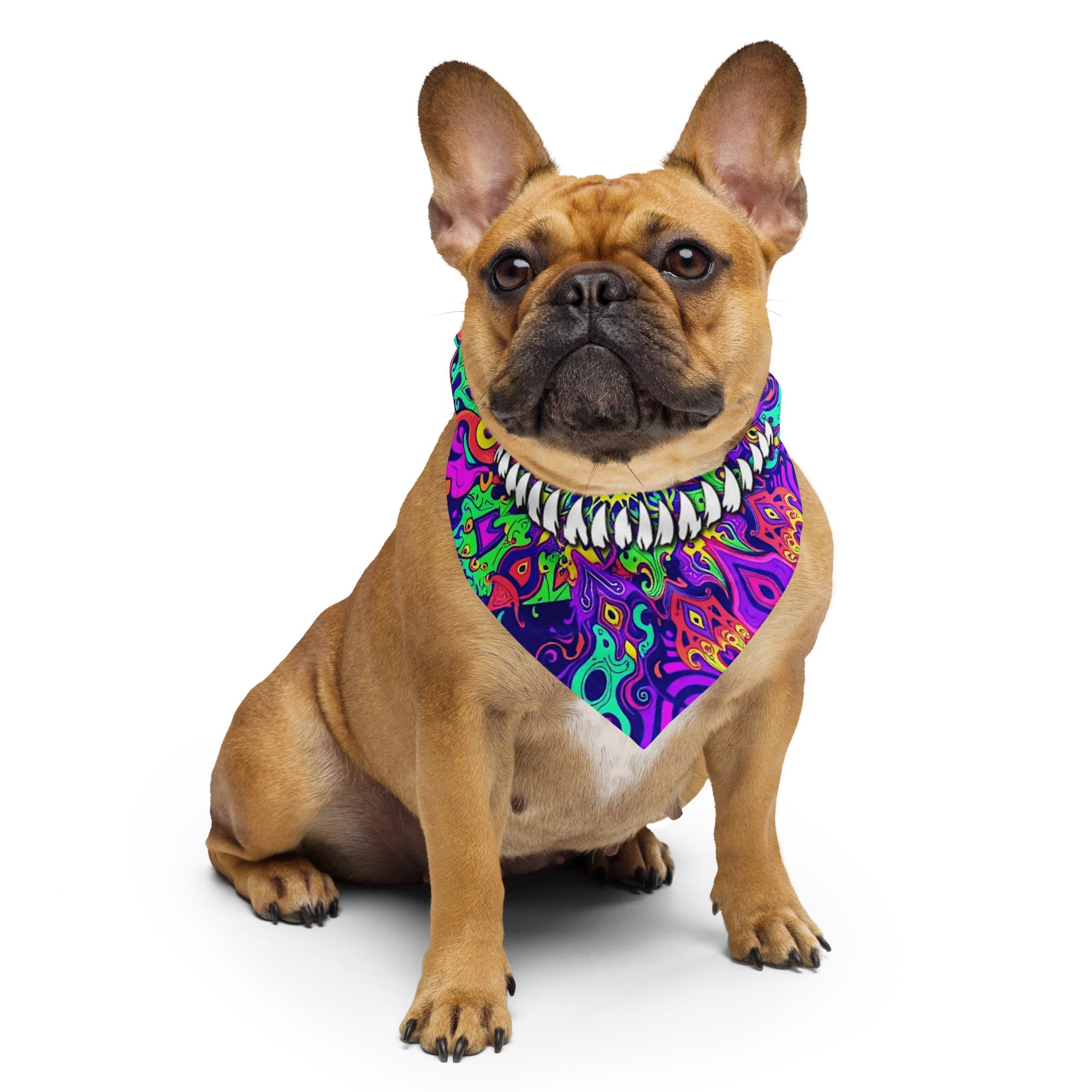 Psychedelic Fangs Rave Bandana Reversable Face Mask for Music Festivals