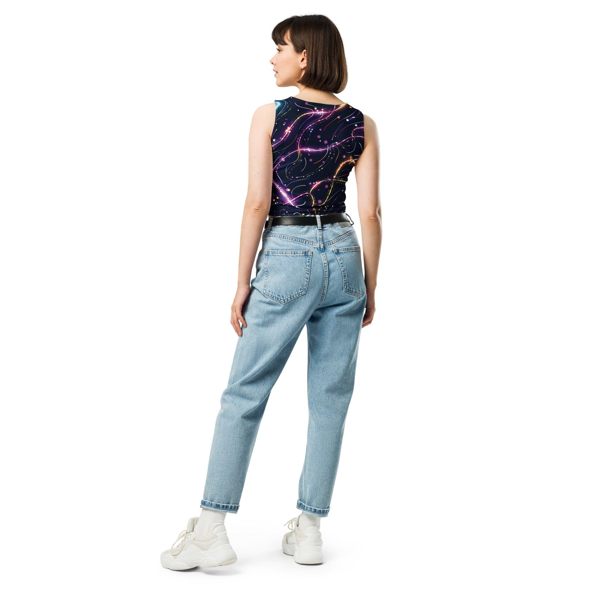Vibrant Abstract Crop Top for EDM Festivals and Raves