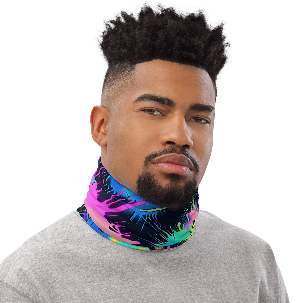 Vibrant Neon Abstract Neck Gaiter for Festivals