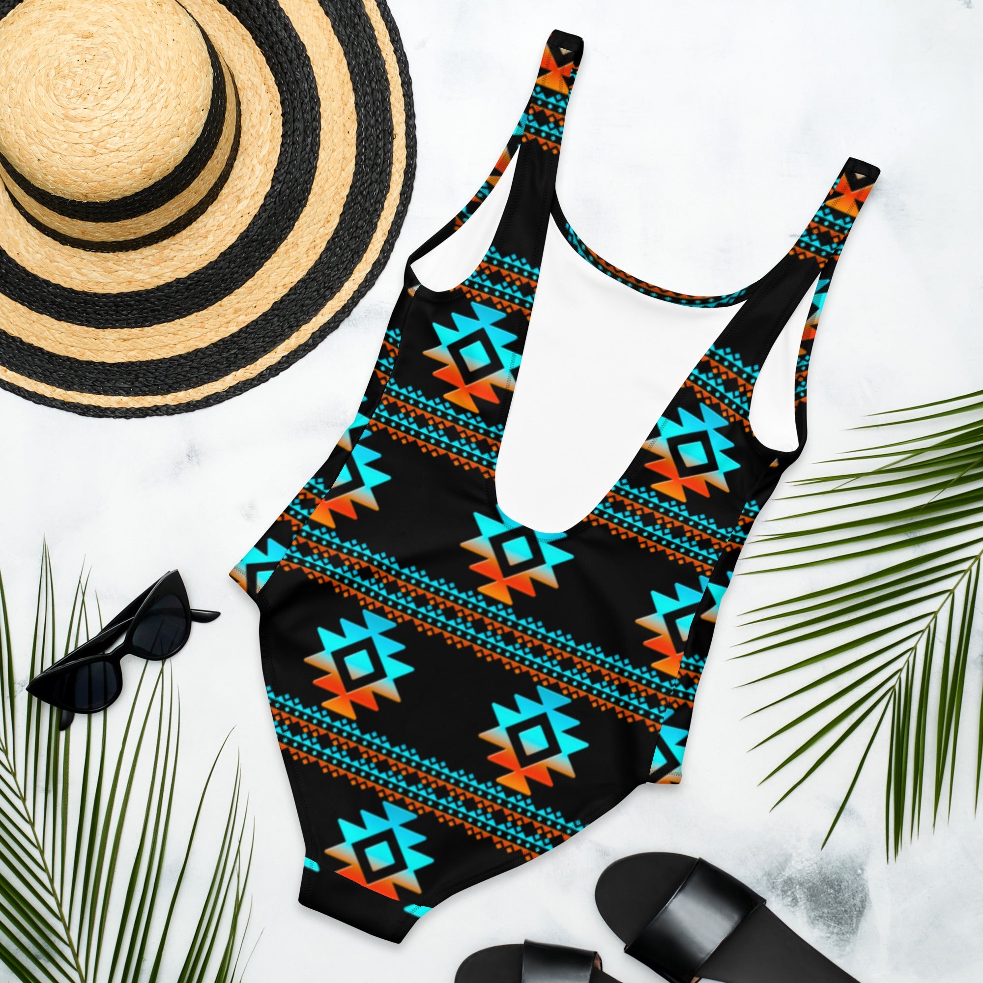 Black Aztec One-Piece Swimsuit