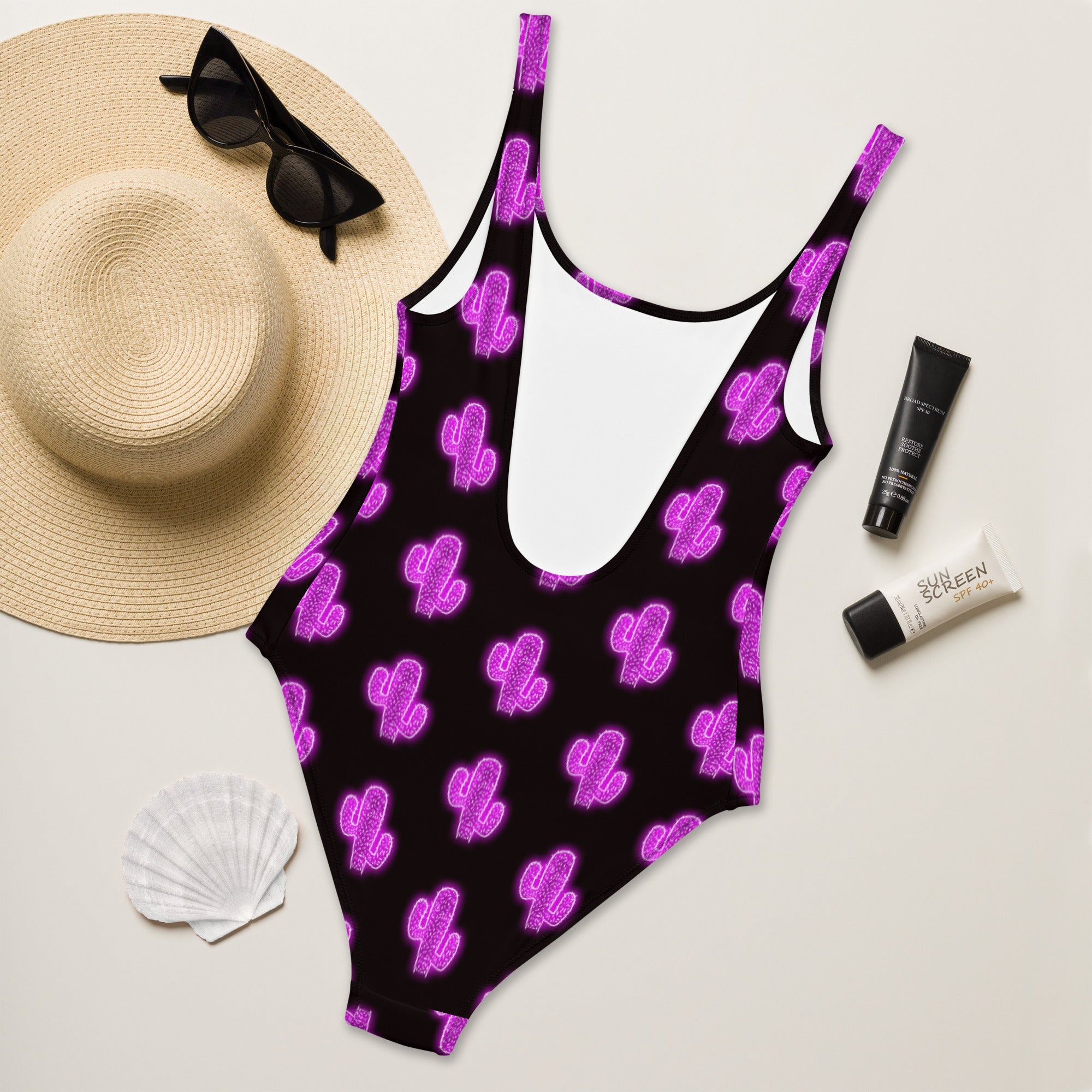 Neon Saguaro One-Piece Swimsuit