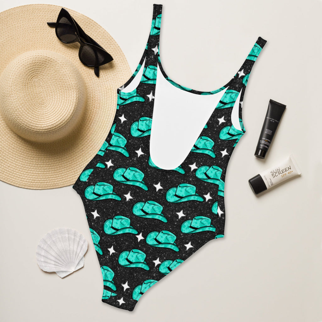 Turquoise Hat One-Piece Swimsuit