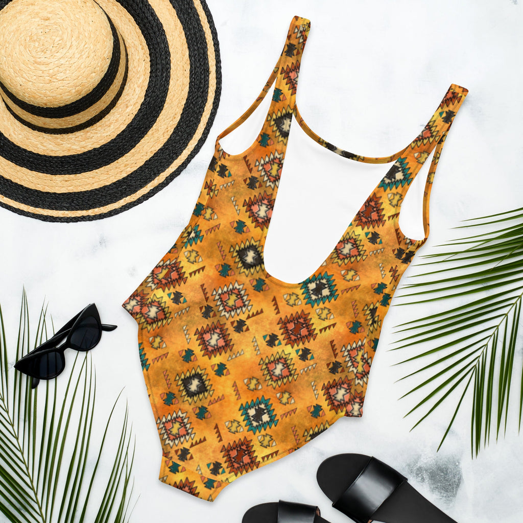 Golden Aztec One-Piece Swimsuit