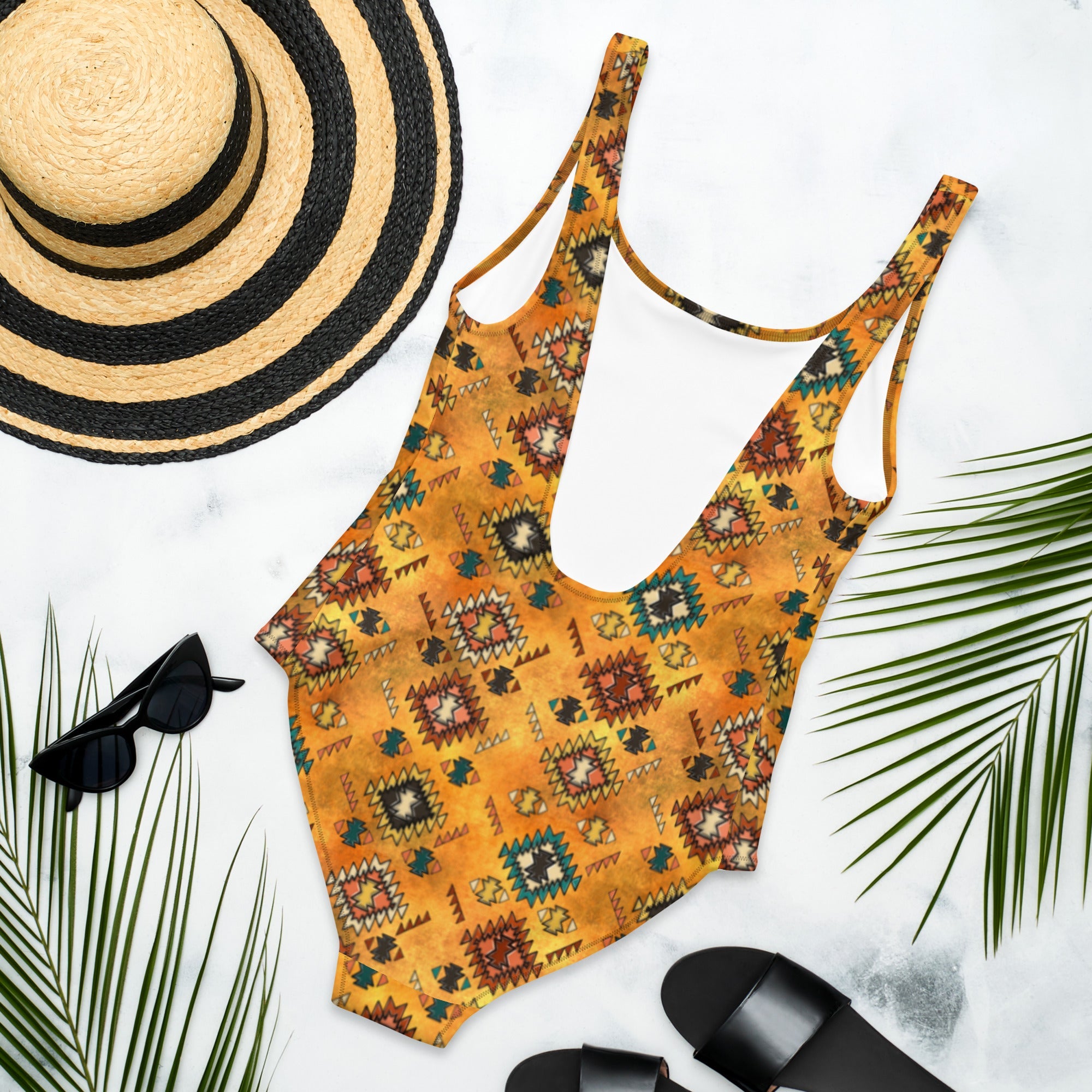 Golden Aztec One-Piece Swimsuit
