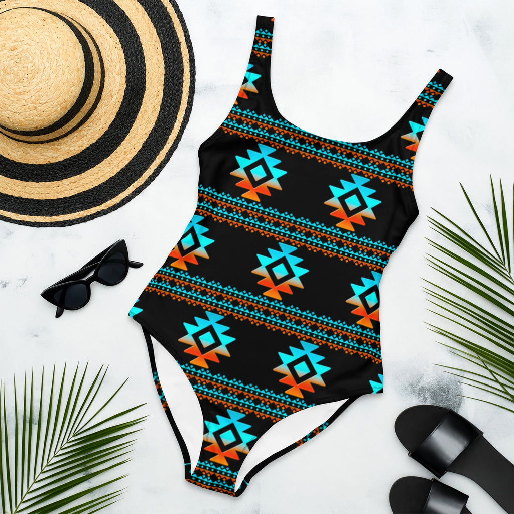 Black Aztec One-Piece Swimsuit