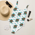Turquoise Running Horse Headdress One-Piece Swimsuit