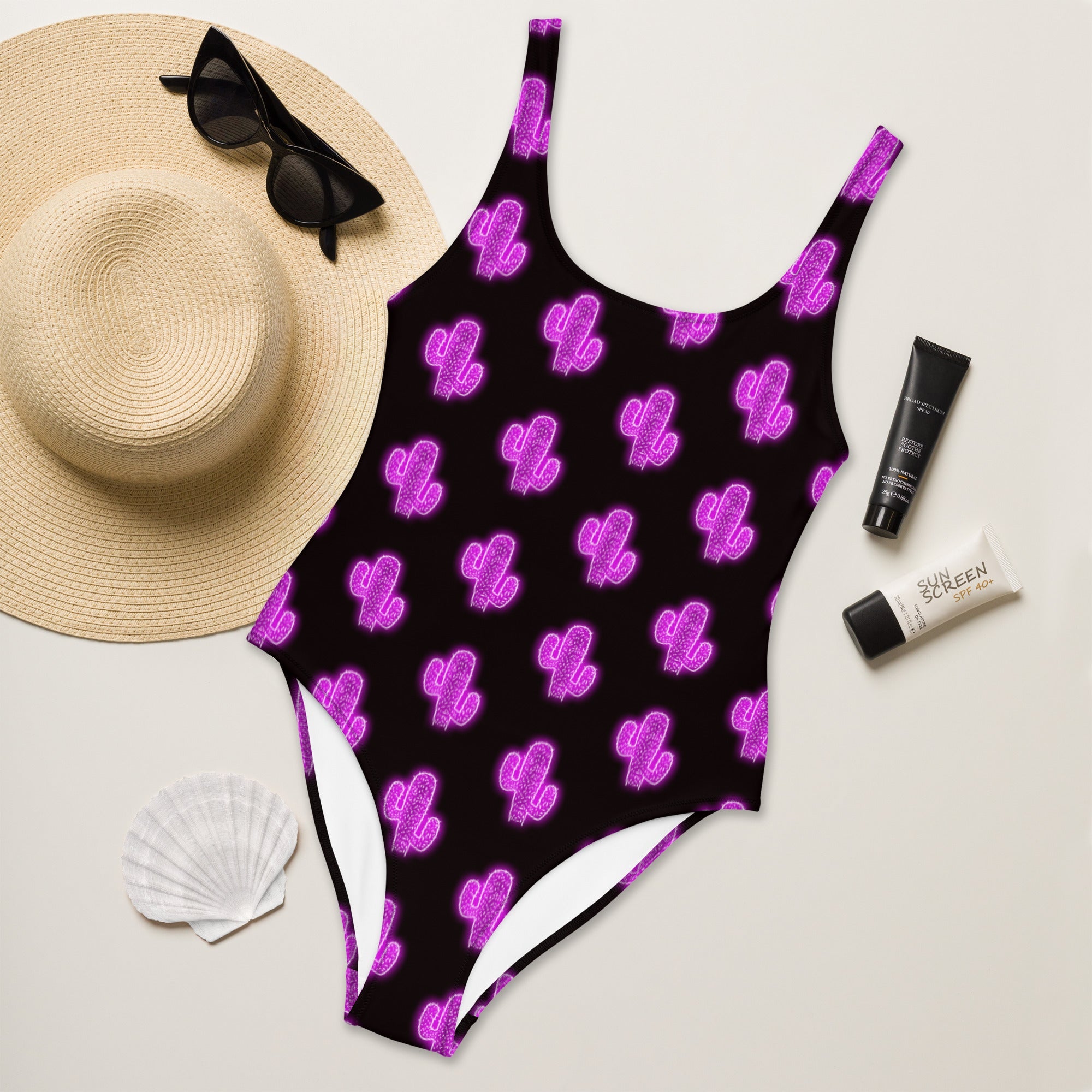 Neon Saguaro One-Piece Swimsuit