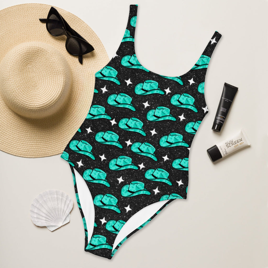 Turquoise Hat One-Piece Swimsuit