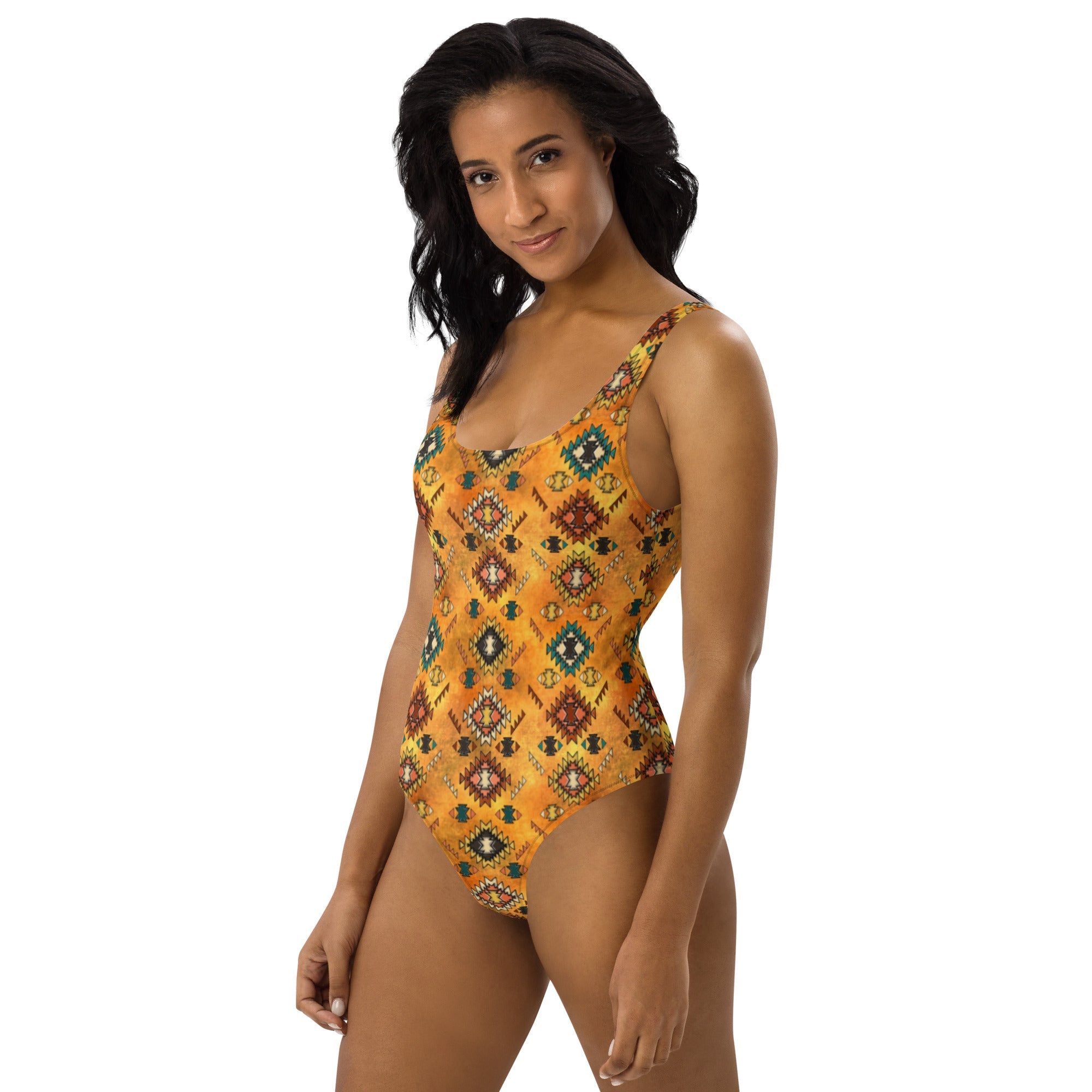 Golden Aztec One-Piece Swimsuit