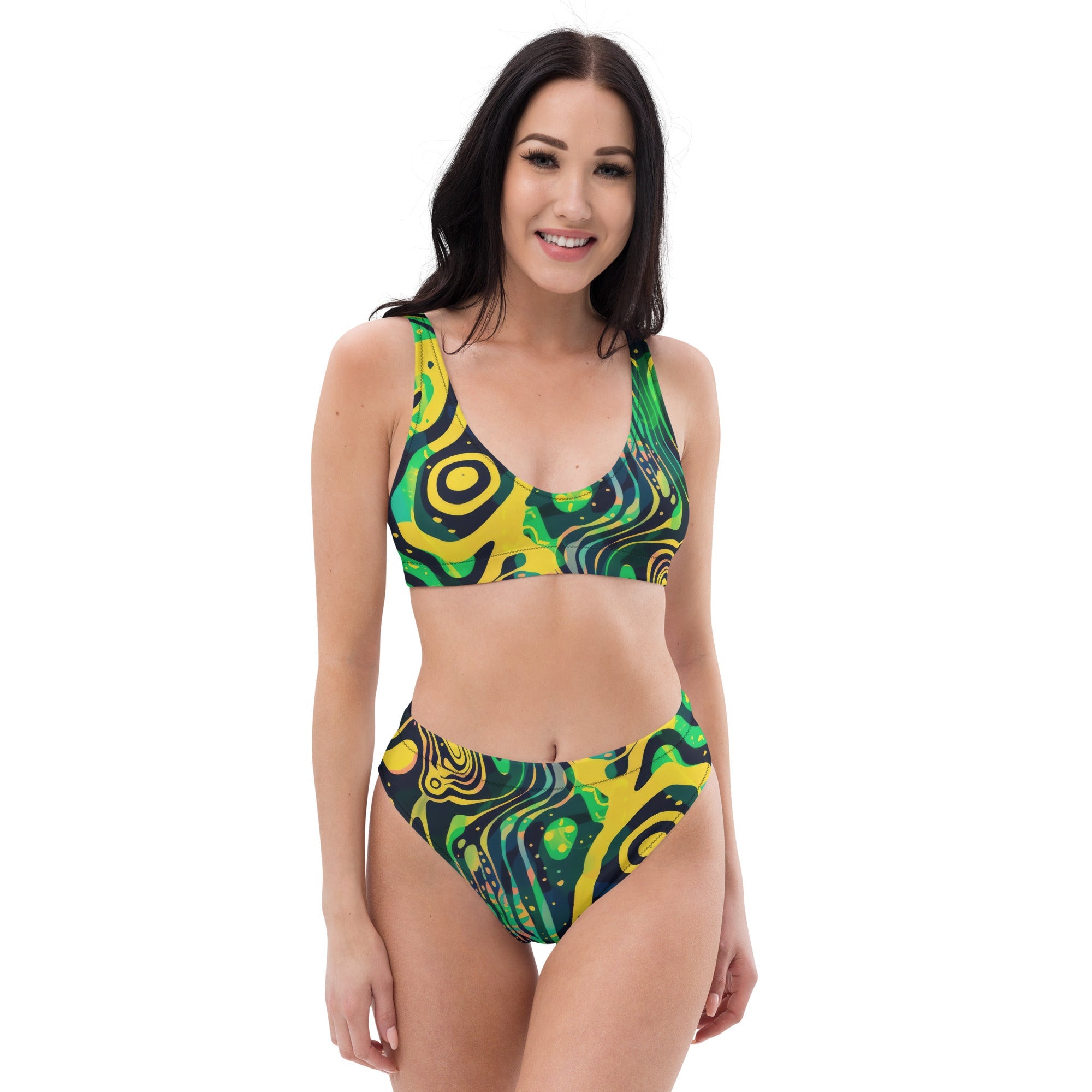 Playful High-Waisted Abstract Bikini