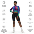 Neon Leopard Long Sleeve Crop Top for Raves and Festivals
