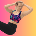 Neon Leopard Print Longline Sports Bra for Festival Vibes