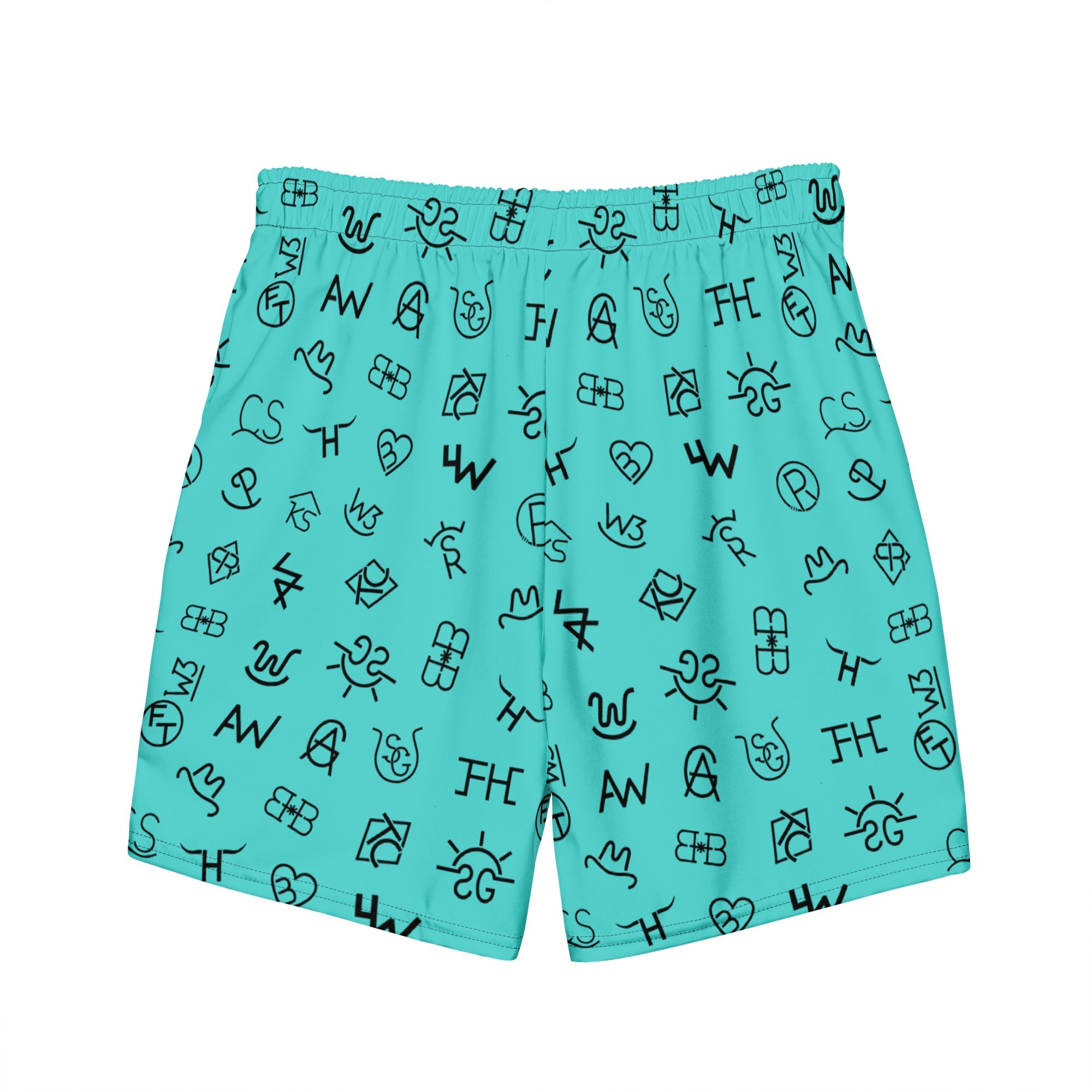 Turquoise Cattle Brands Men's Swim Trunks
