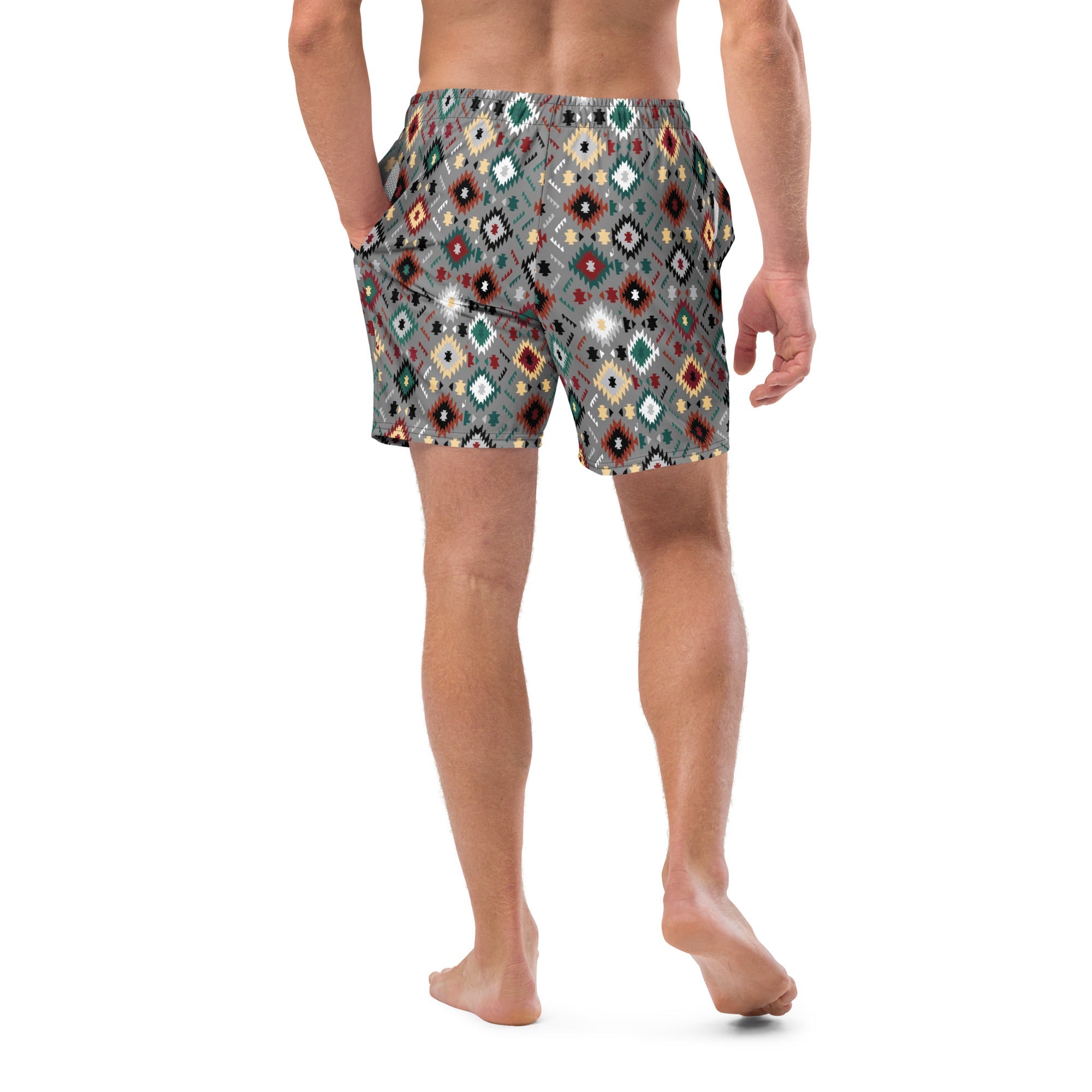 Gray Aztec Men's Swim Trunks