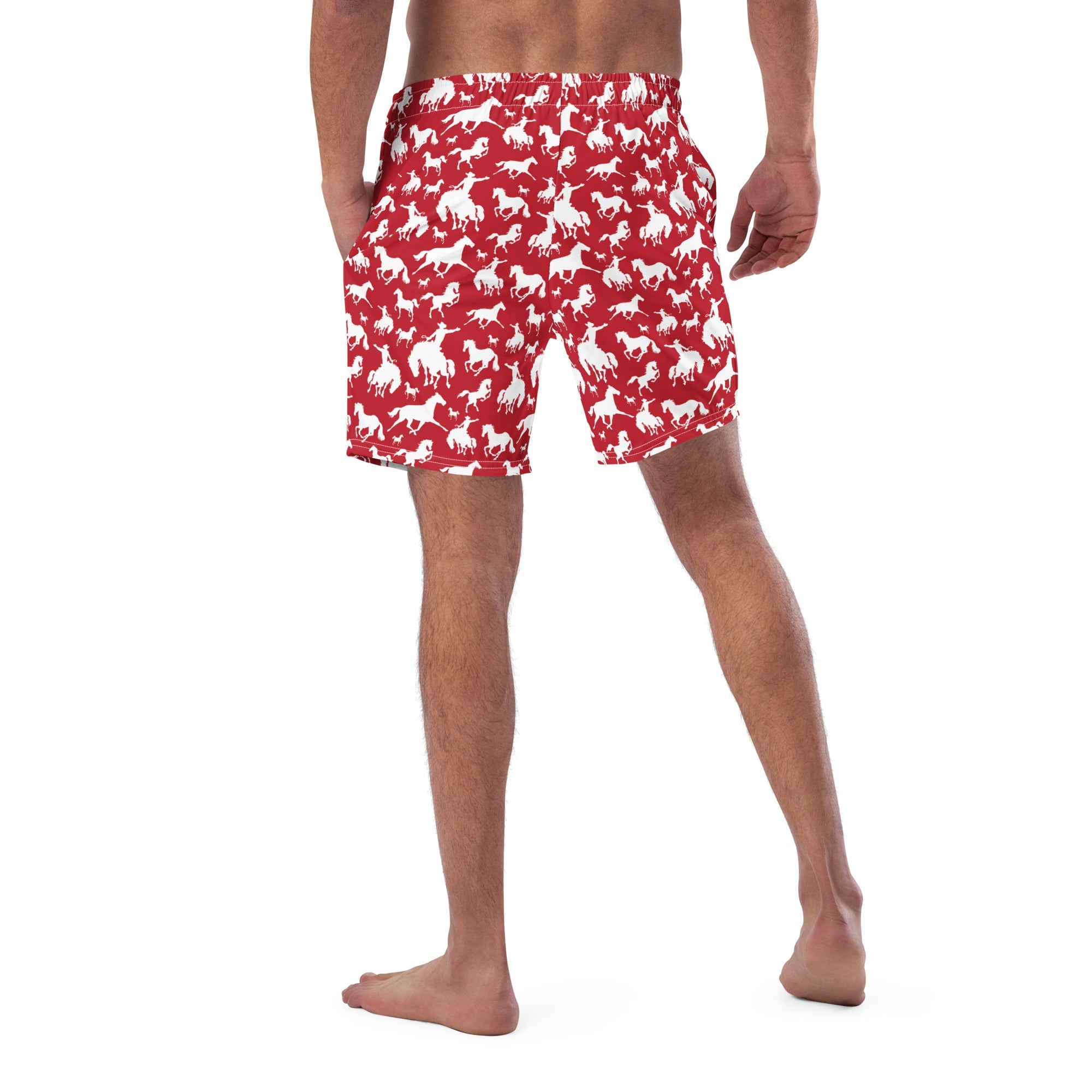Red Rodeo Cowboy Men's Swim Trunks