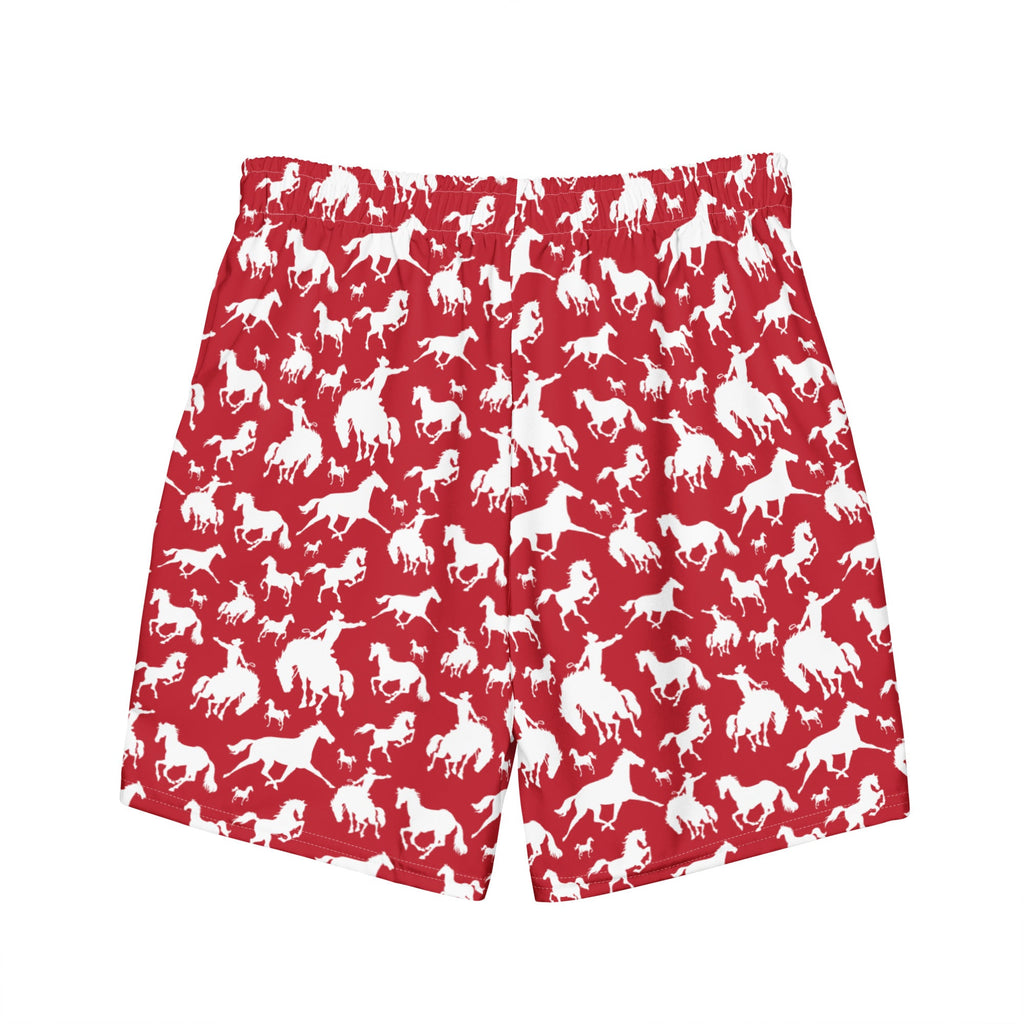 Red Rodeo Cowboy Men's Swim Trunks