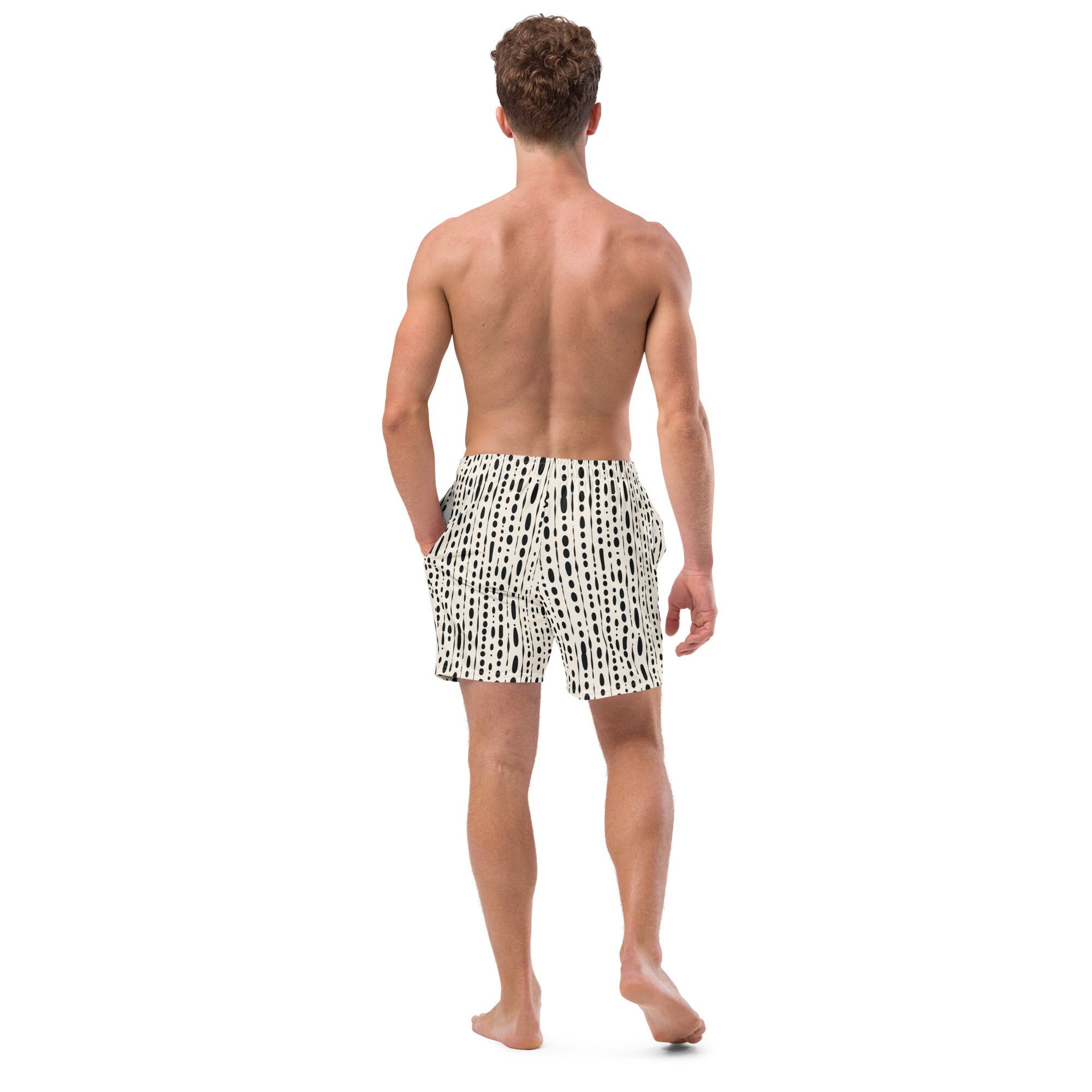 Black Ink Blot Print Men's Recycled Swim Trunks