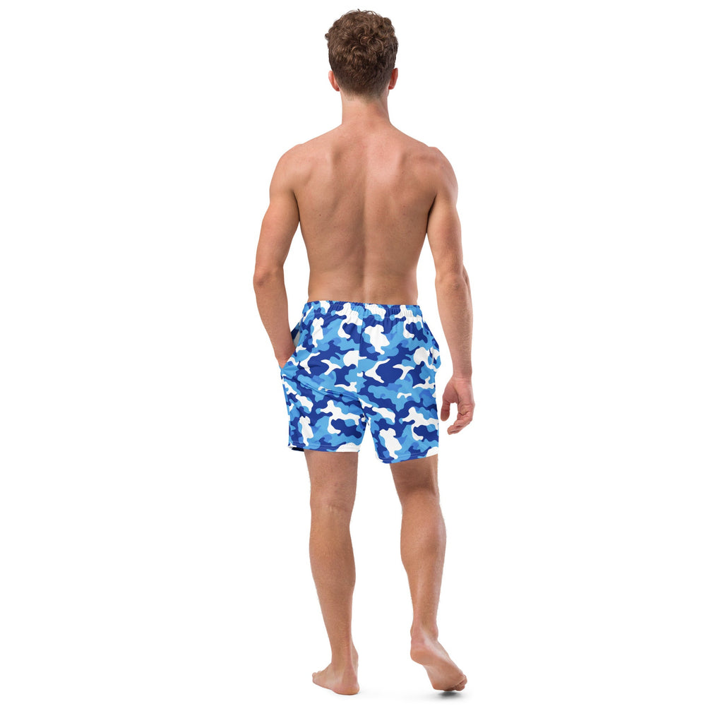 Blue Camo Print Men's Recycled Swim Trunks
