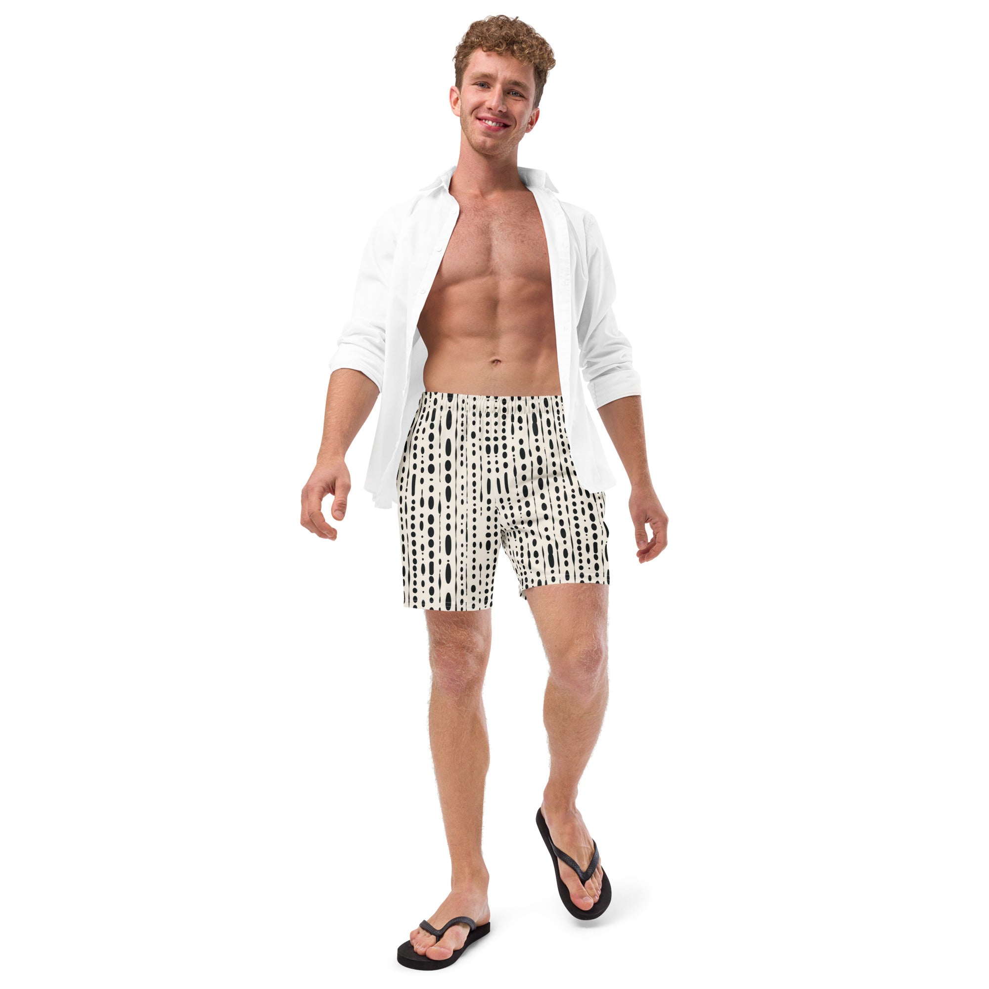Black Ink Blot Print Men's Recycled Swim Trunks