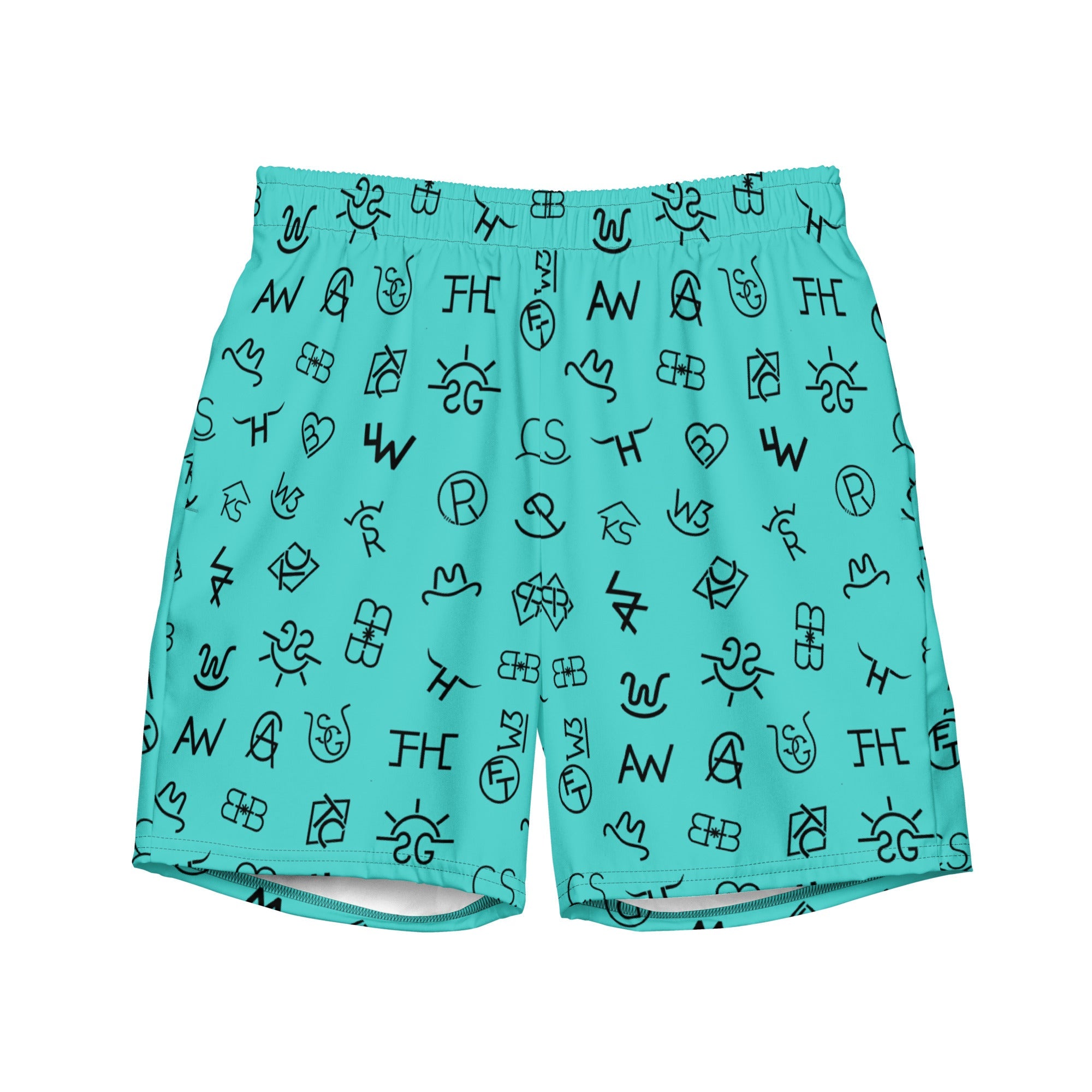 Turquoise Cattle Brands Men's Swim Trunks