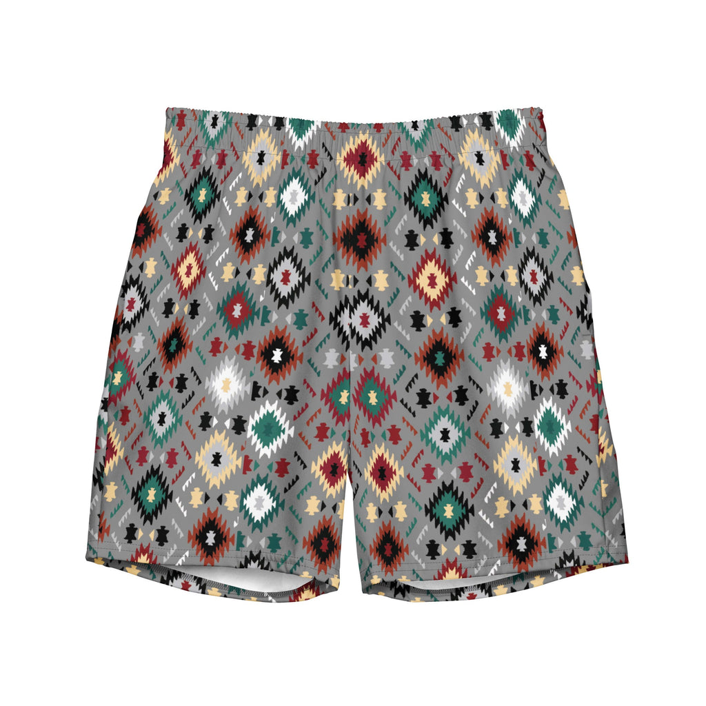 Gray Aztec Men's Swim Trunks