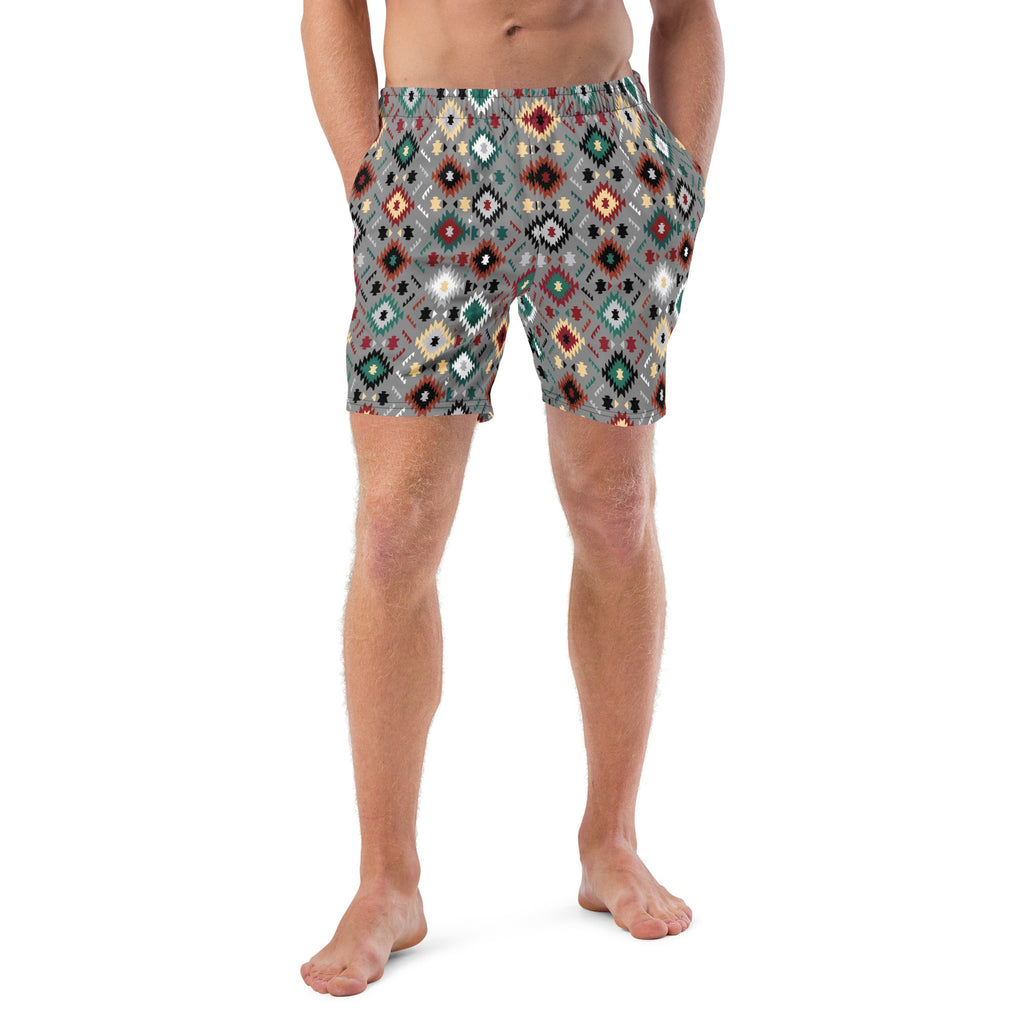 Gray Aztec Men's Swim Trunks