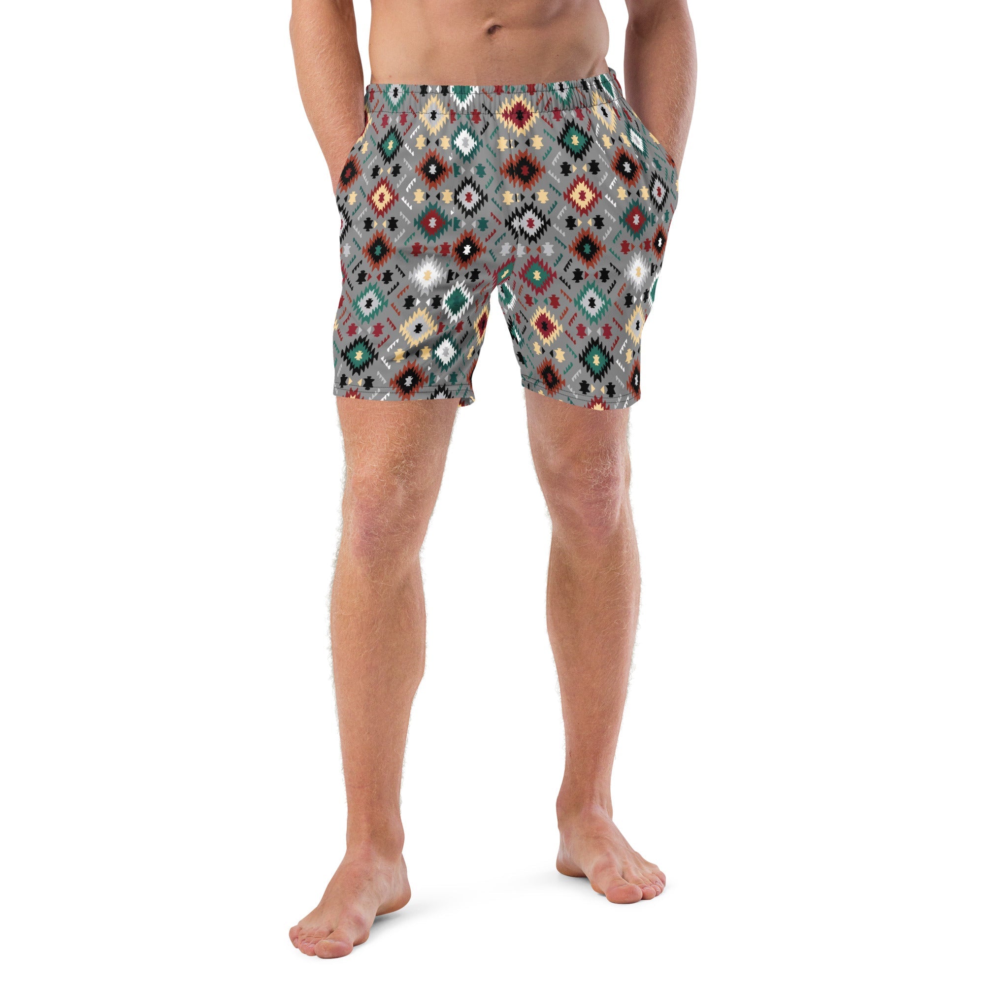 Gray Aztec Men's Swim Trunks