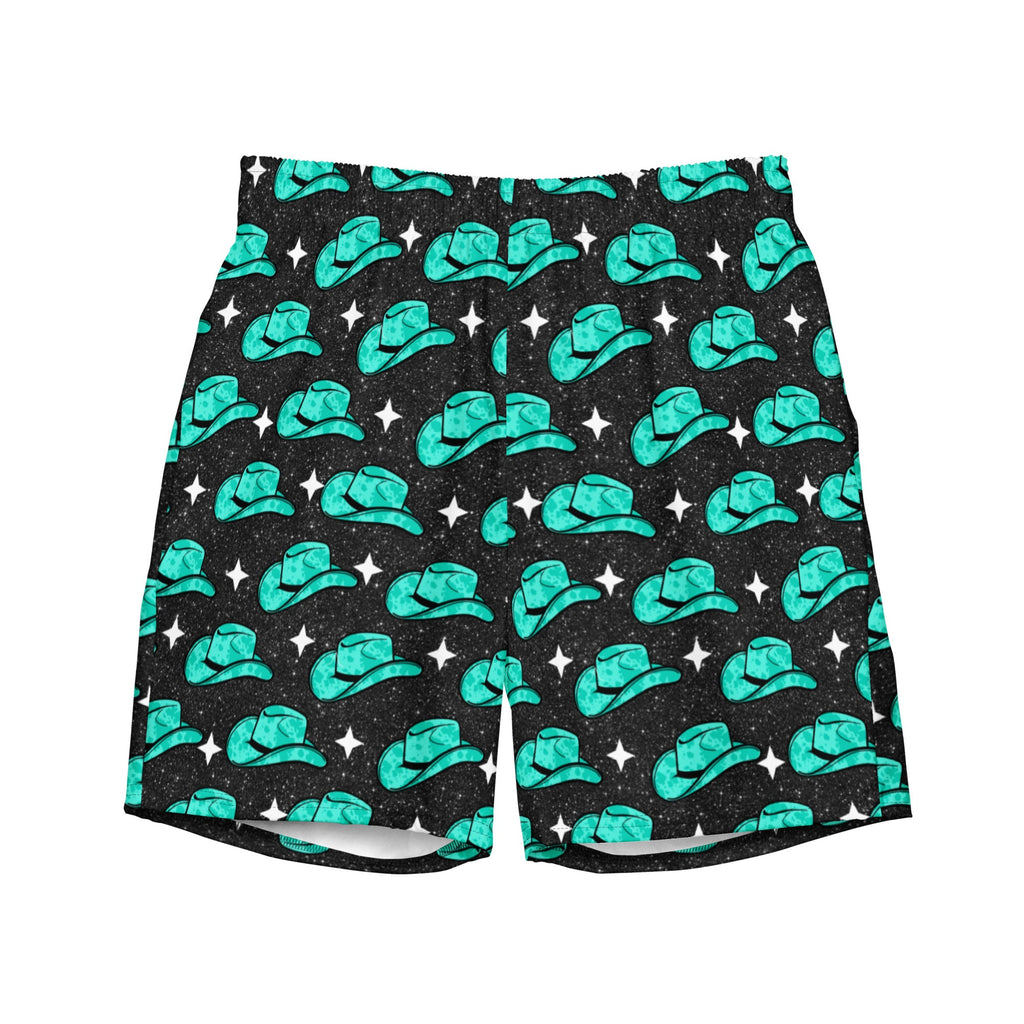 Turquoise Hat Men's Swim Trunks