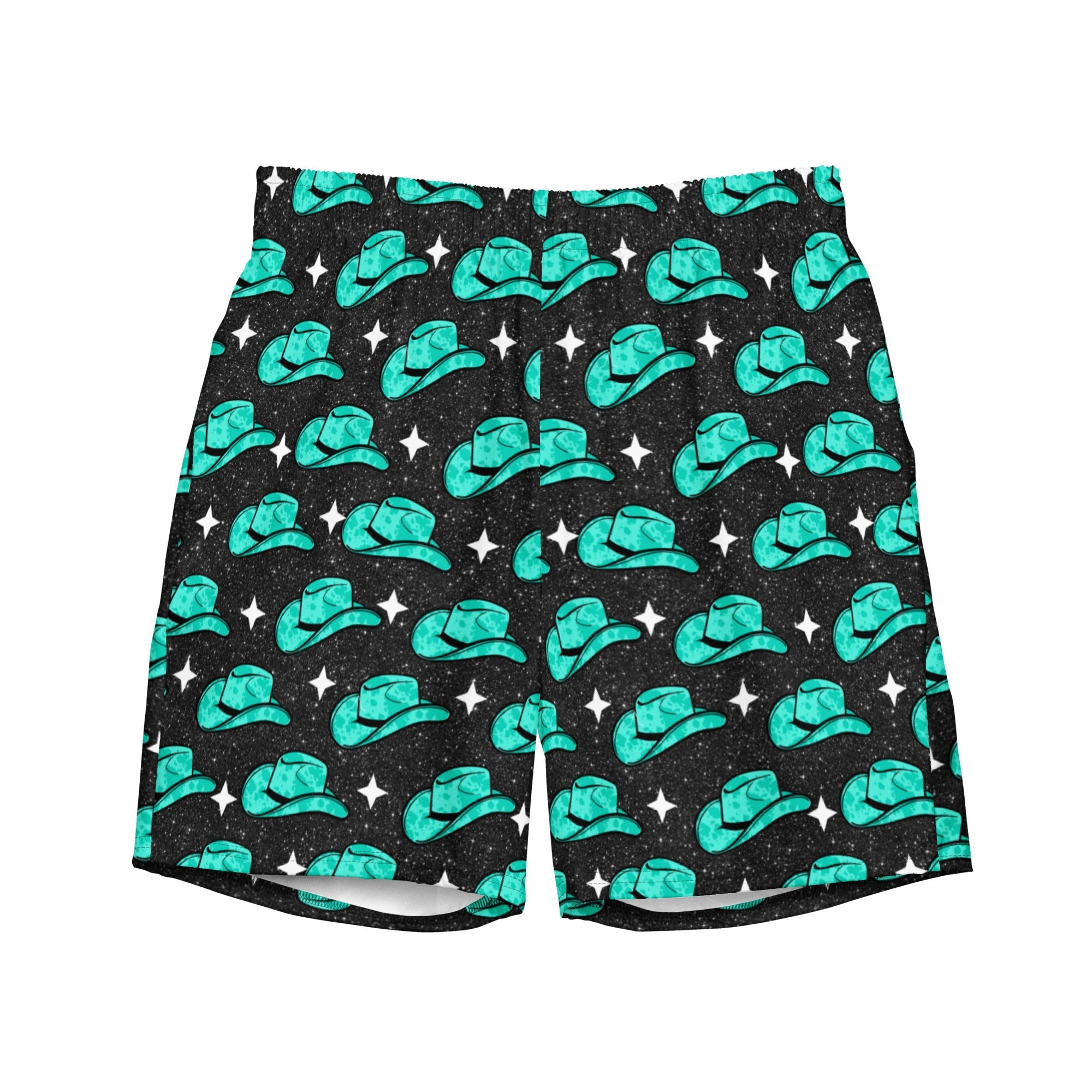 Turquoise Hat Men's Swim Trunks