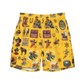 Vintage Cowboy Collage Mustard Swim Trunks