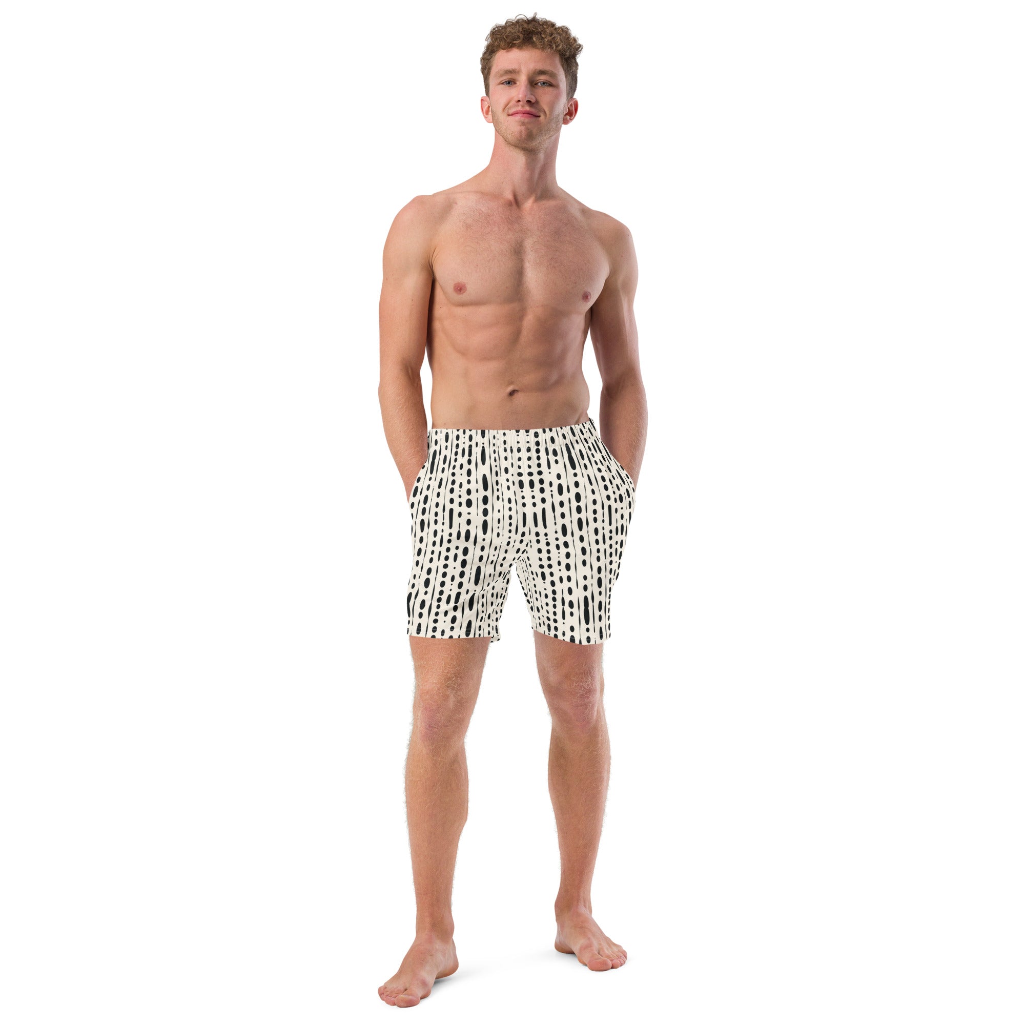 Black Ink Blot Print Men's Recycled Swim Trunks