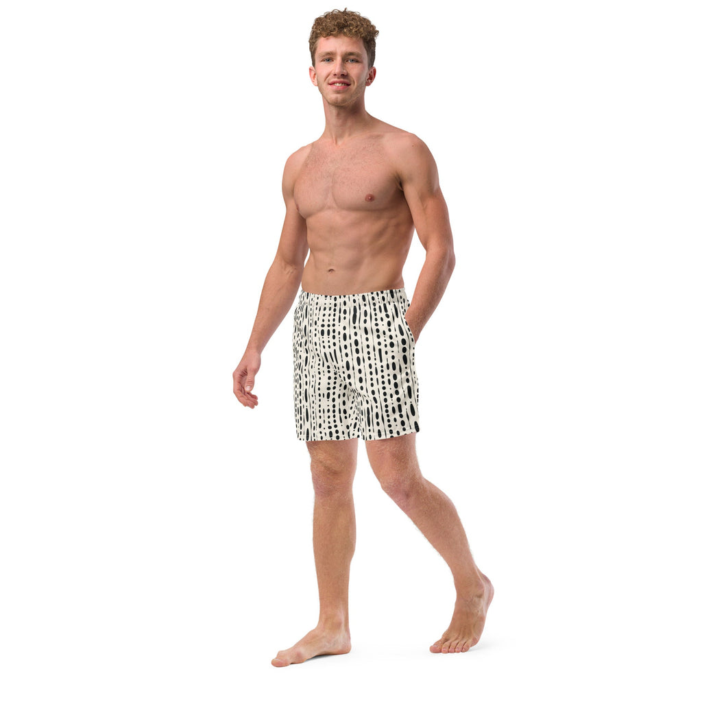Black Ink Blot Print Men's Recycled Swim Trunks