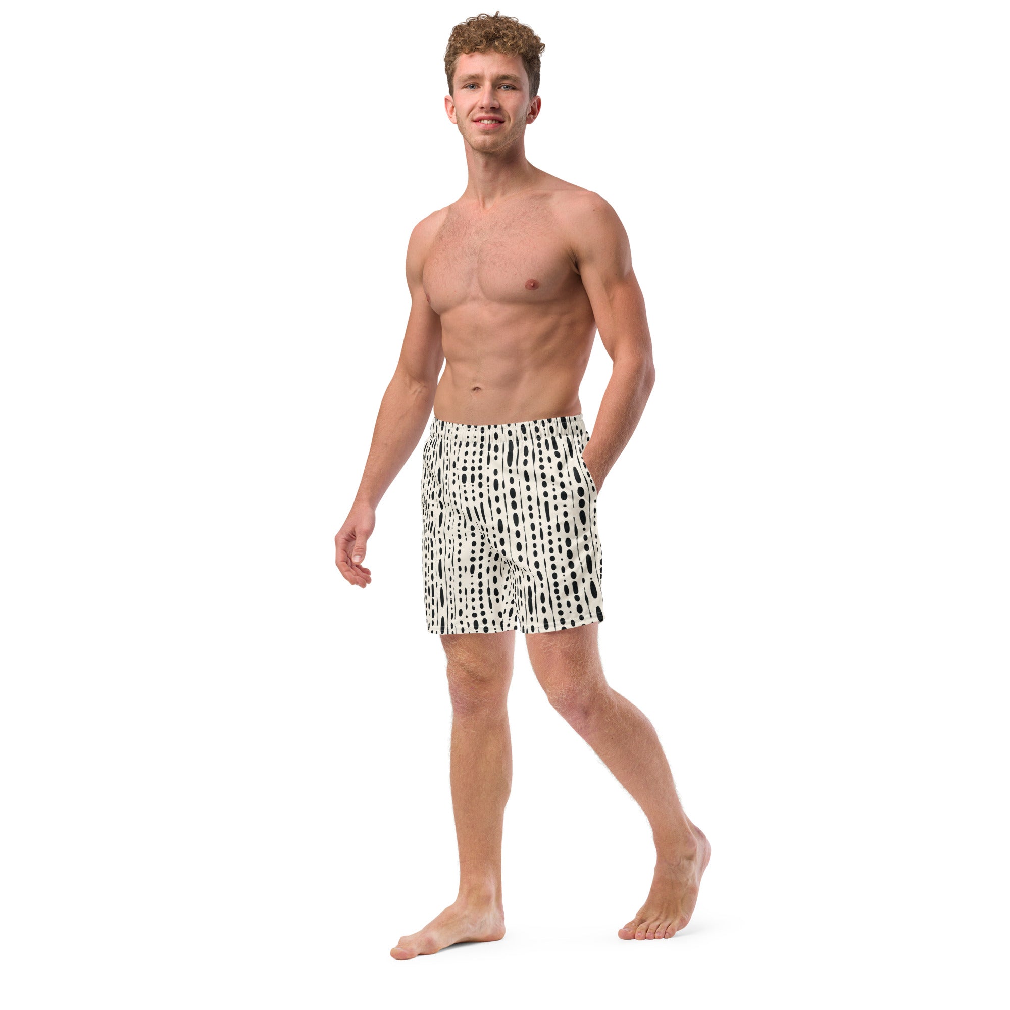 Black Ink Blot Print Men's Recycled Swim Trunks