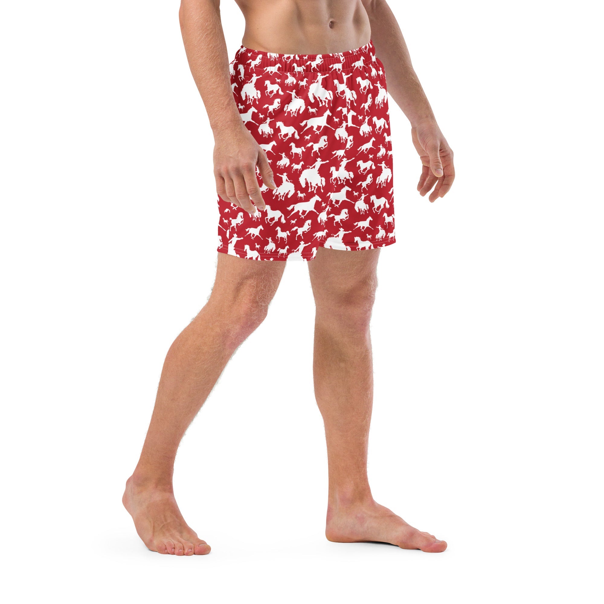 Red Rodeo Cowboy Men's Swim Trunks