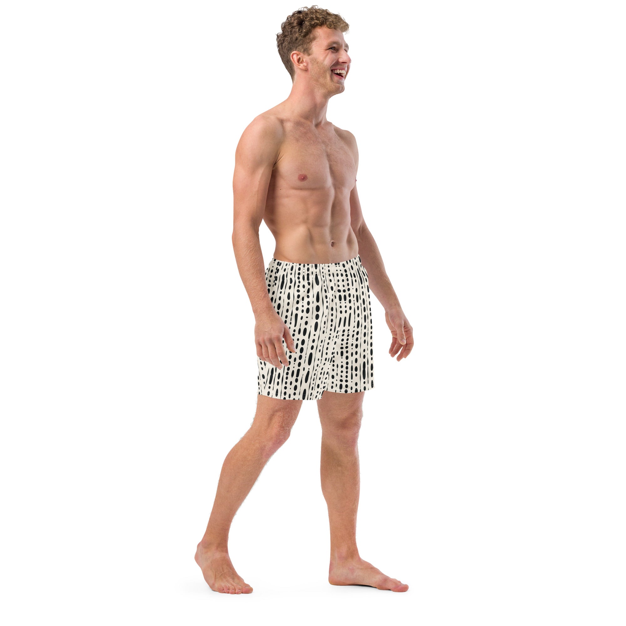 Black Ink Blot Print Men's Recycled Swim Trunks