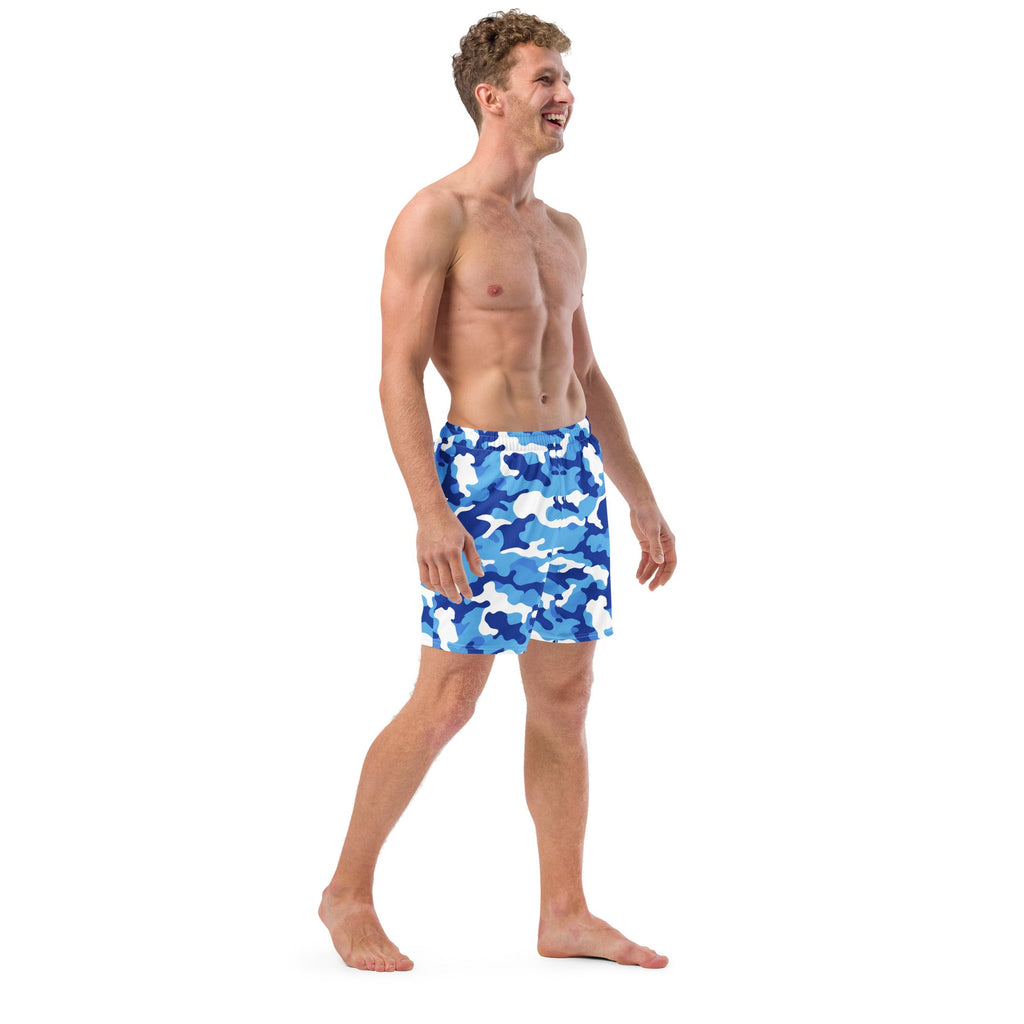 Blue Camo Print Men's Recycled Swim Trunks