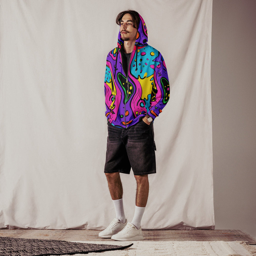 Neon Bio Trip Zip Up Hoodie For EDM Rave Festival Outfit Clothing