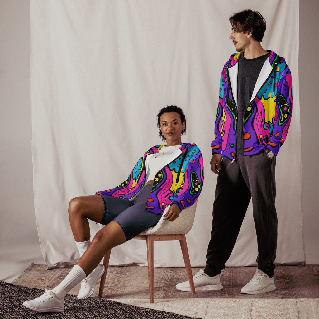 Neon Bio Trip Zip Up Hoodie For EDM Rave Festival Outfit Clothing
