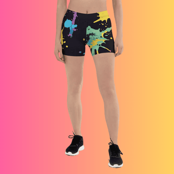 Vibrant Paint Splatter Festival Shorts for EDM Lovers
