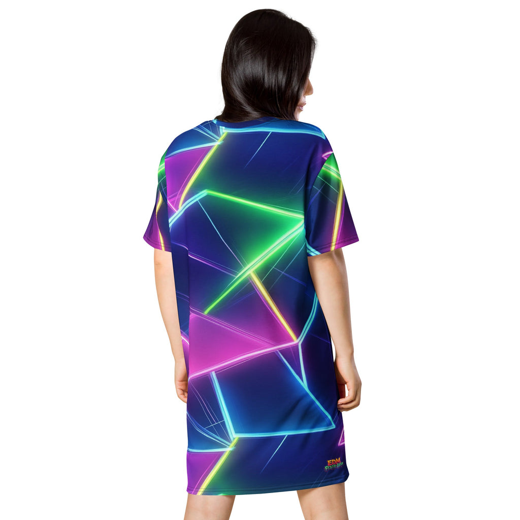 Neon Geometrical T-shirt dress For EDM Rave Festival Outfit Clothing