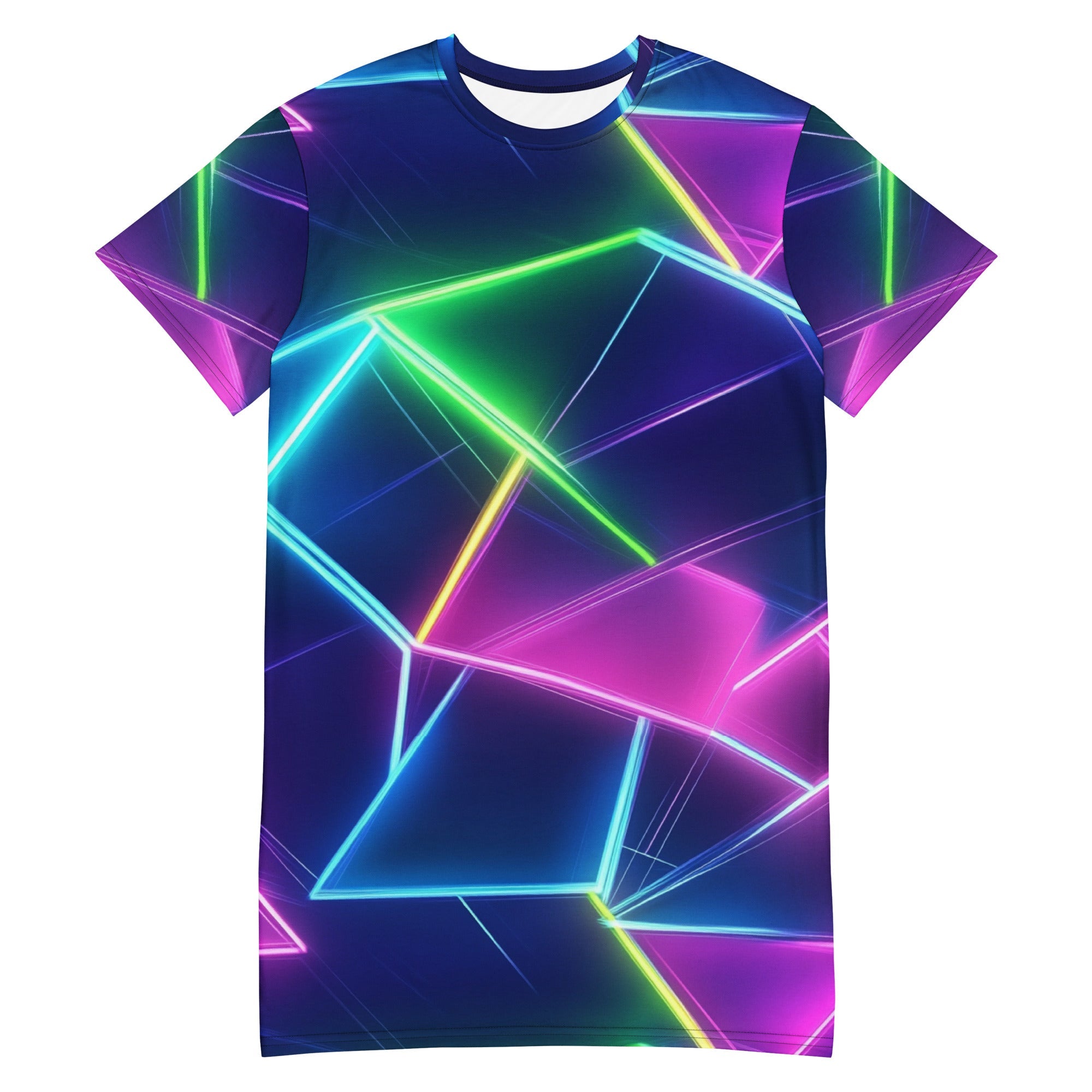 Neon Geometrical T-shirt dress For EDM Rave Festival Outfit Clothing