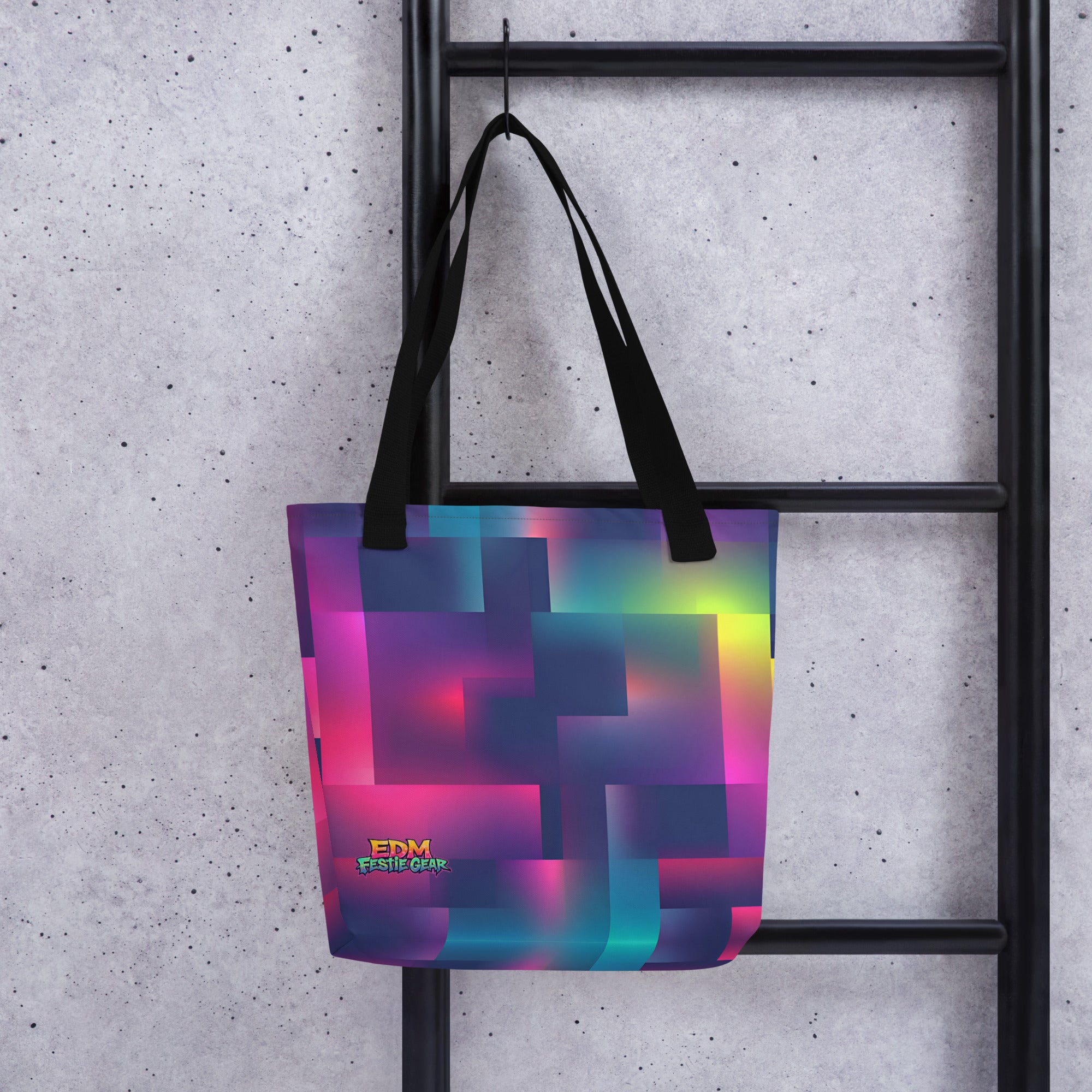 Neon Pixeled Tote Bag For EDM Rave Festival Outfit Clothing