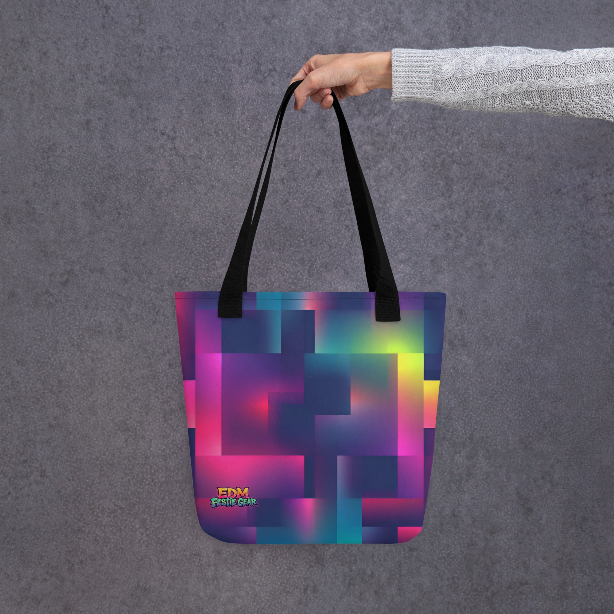 Neon Pixeled Tote Bag For EDM Rave Festival Outfit Clothing