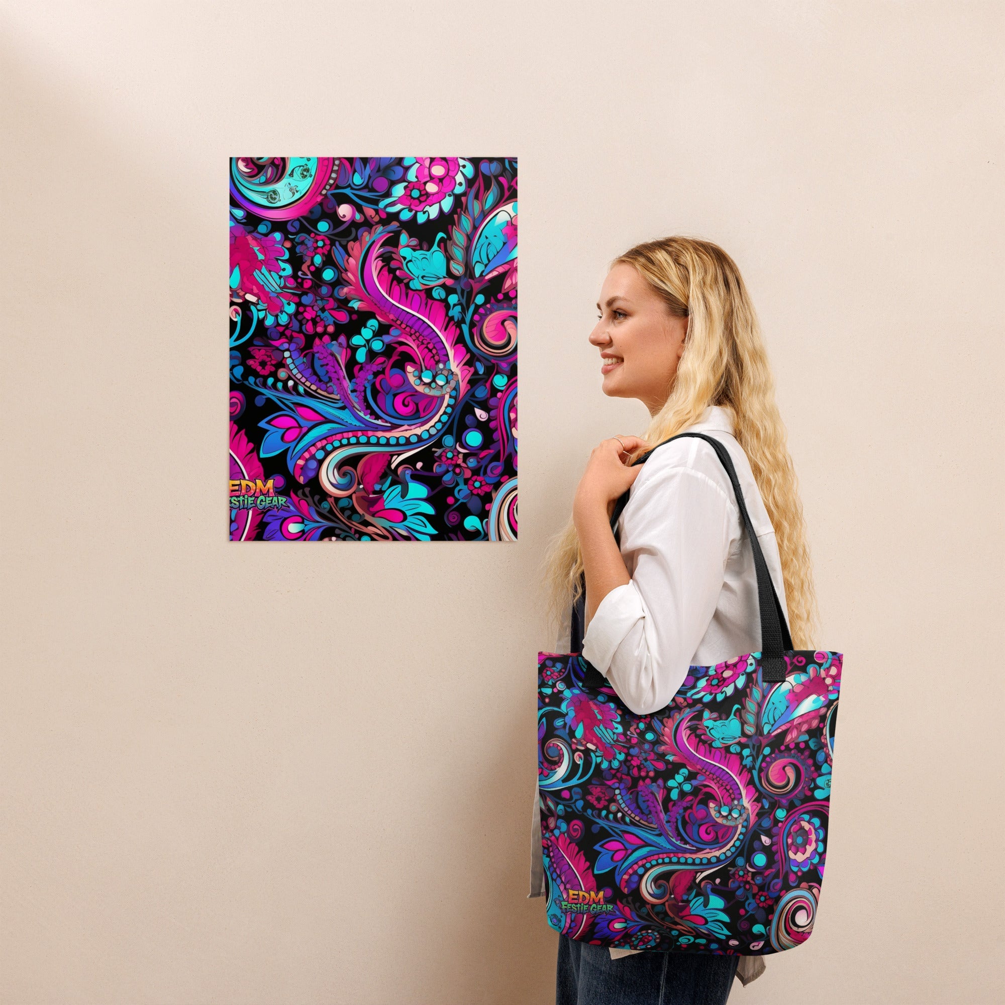 Trippy Tote Bag For EDM Rave Festival Outfit Clothing